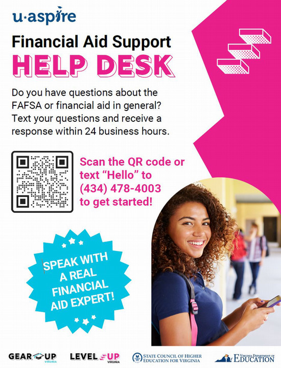 VA Students Financial Aid Help Desk - text "hello" to 4344784003 to get started